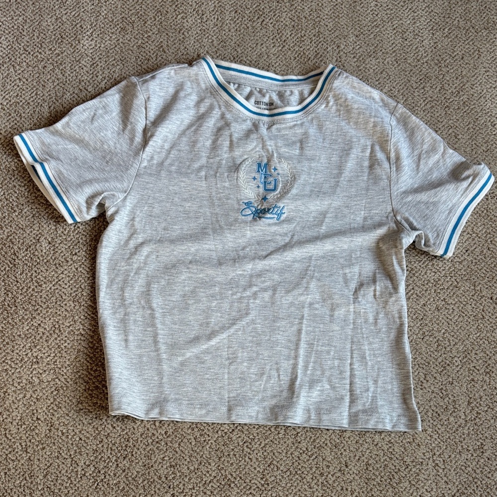 Cotten On Gray Tee with Blue Trim